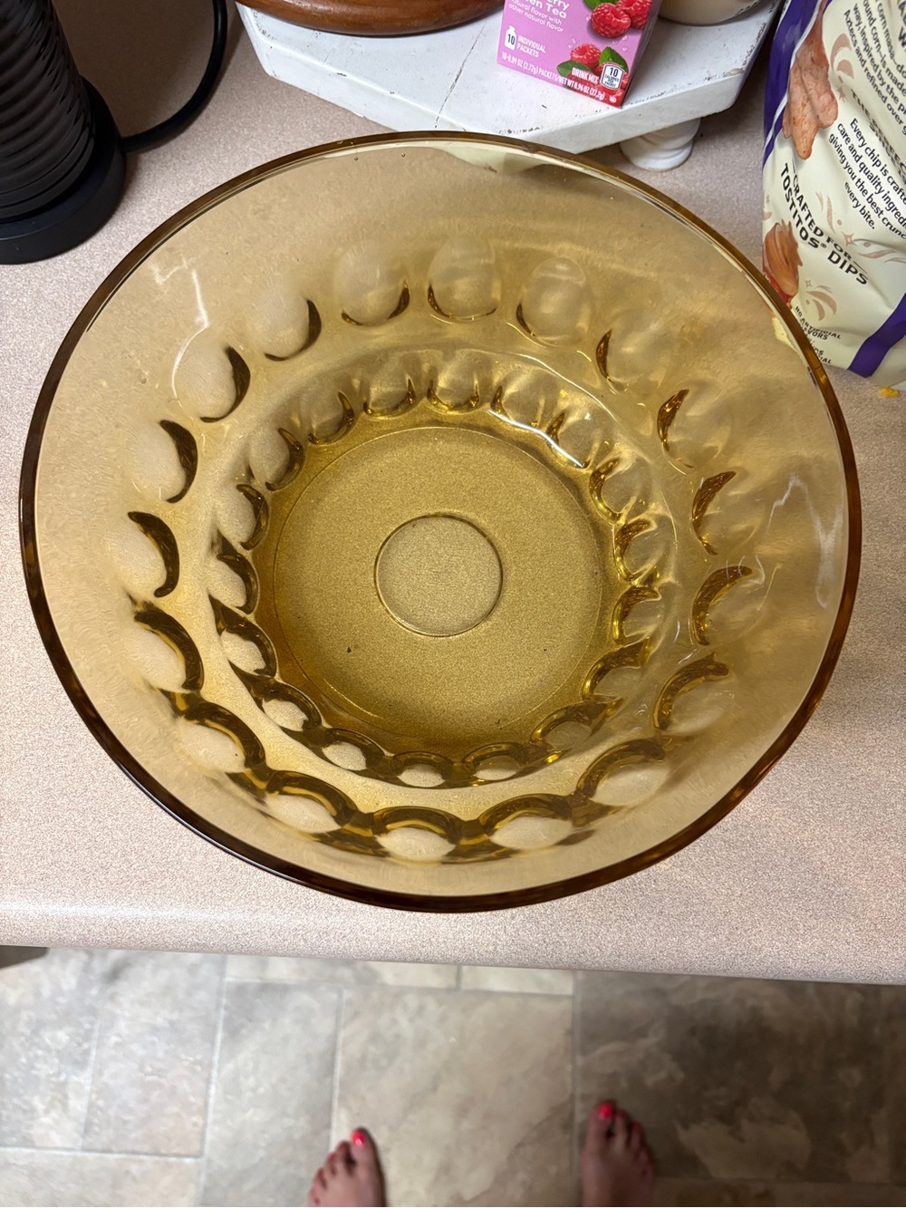 Indiana Glass Amber Bubble Pattern Glass Serving Bowl